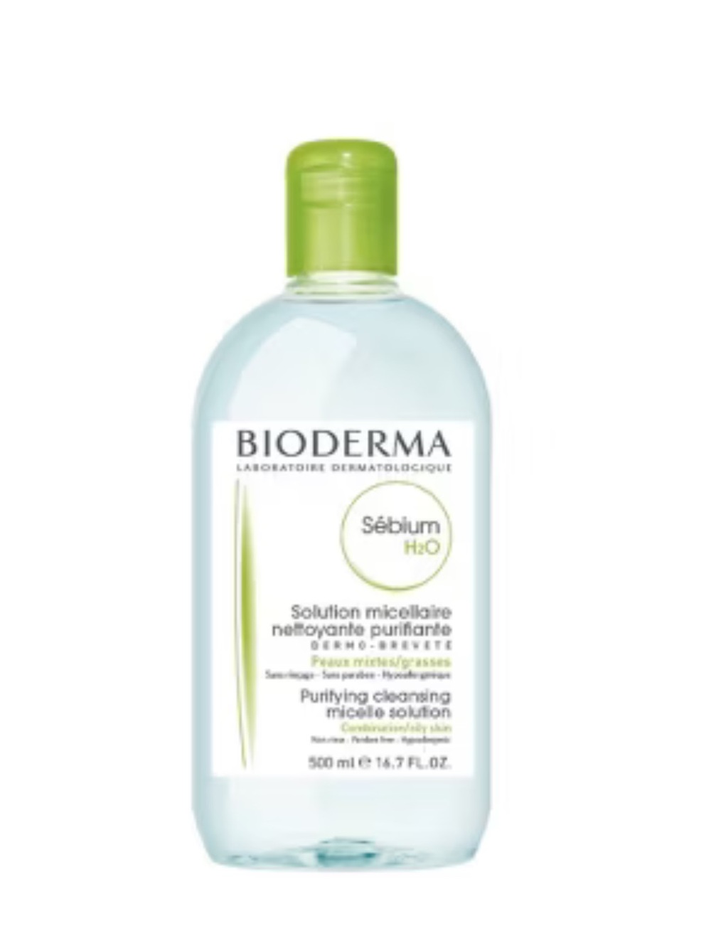 Bioderma Sébium H2O Purifying Micellar Cleanser – Clear Bottle with Green Cap